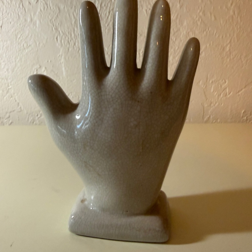 Ceramic Palmistry Hand Figurine Crackle Glaze Chiromancy Fortune Teller Decor - Picture 3 of 5